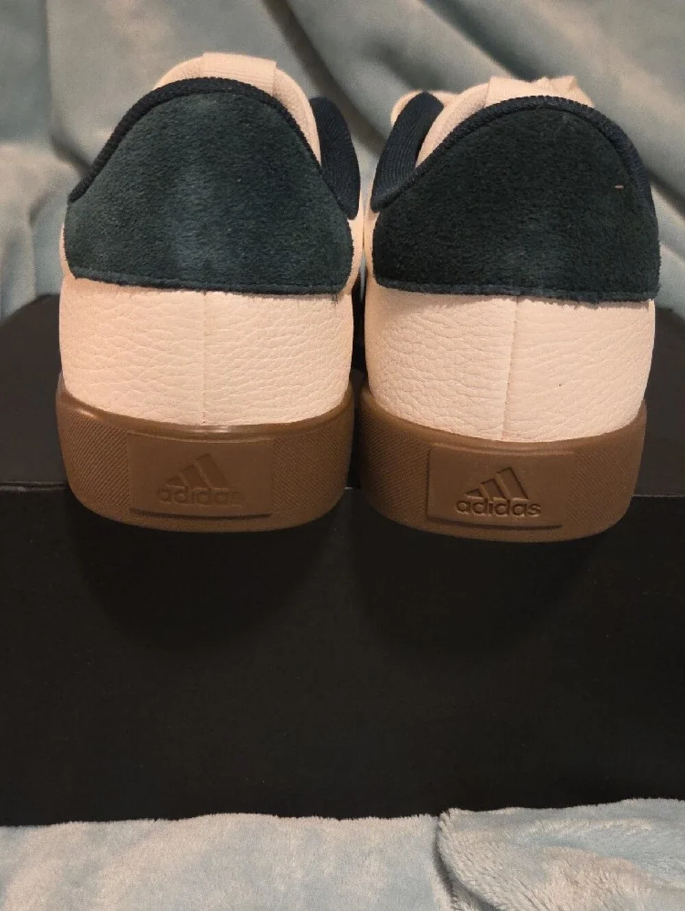 adidas Men’s VL Court 3.0 Sneakers in White, Teal & Gum